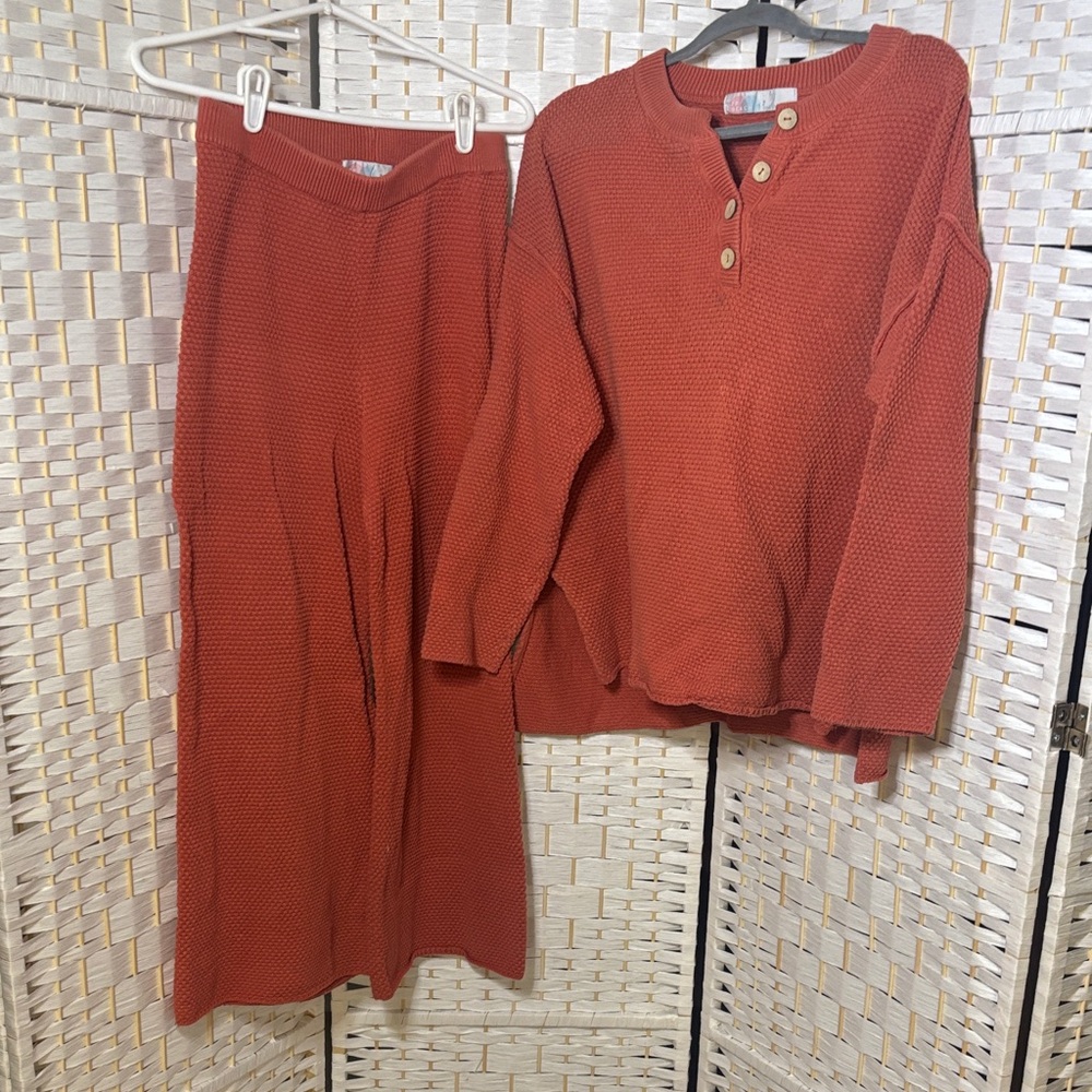 FP Beach Waffle-Knit Sweater & Pant Set